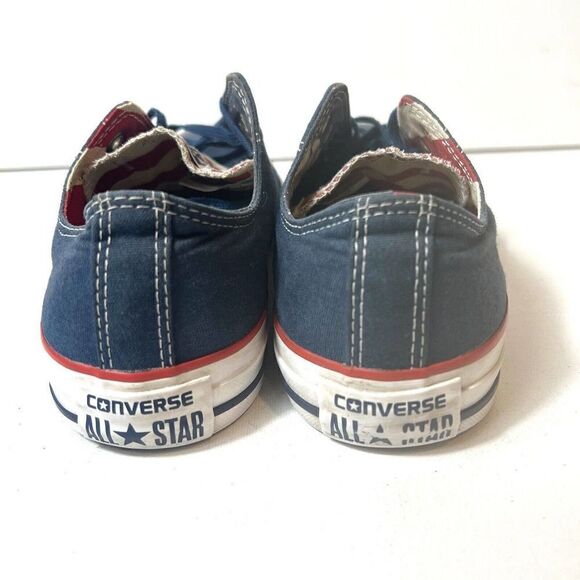 Converse All Star Skate Shoe Men 7 Blue Red Cream Striped Tongue Low Top Lace Up - Picture 8 of 10